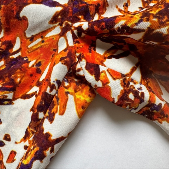 Club Monaco Pants Trousers Botanical Print Orange Tropical Sz 2 - Picture 13 of 15